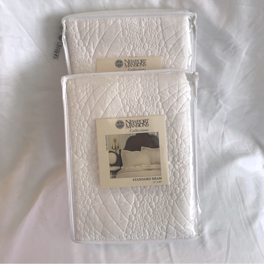 2 Pillow Shams by Newport Mansions 21” x 26” White - Never Used!